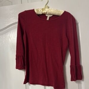 Matilda Jane Red Ruffled Blouse with 3/4 Sleeves